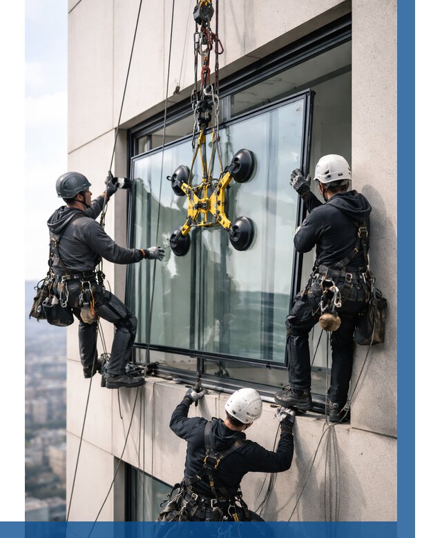 Монтаж стеклопакетов на высоте в Рязани от 3286 р. | ВЫСОТНИК-Рзн