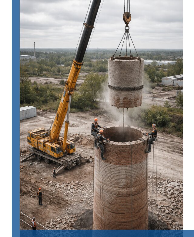 Демонтаж дымовой трубы в Рязани с гарантиями безопасности