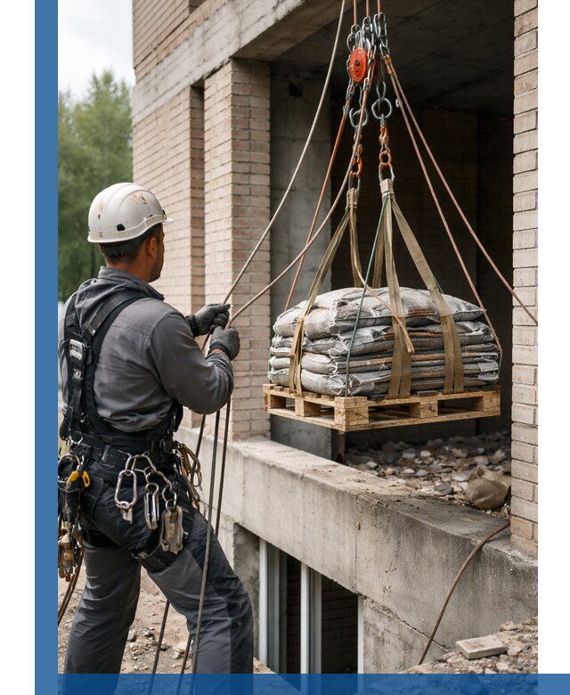 Подъем материалов на этаж веревками в Рязани оперативно