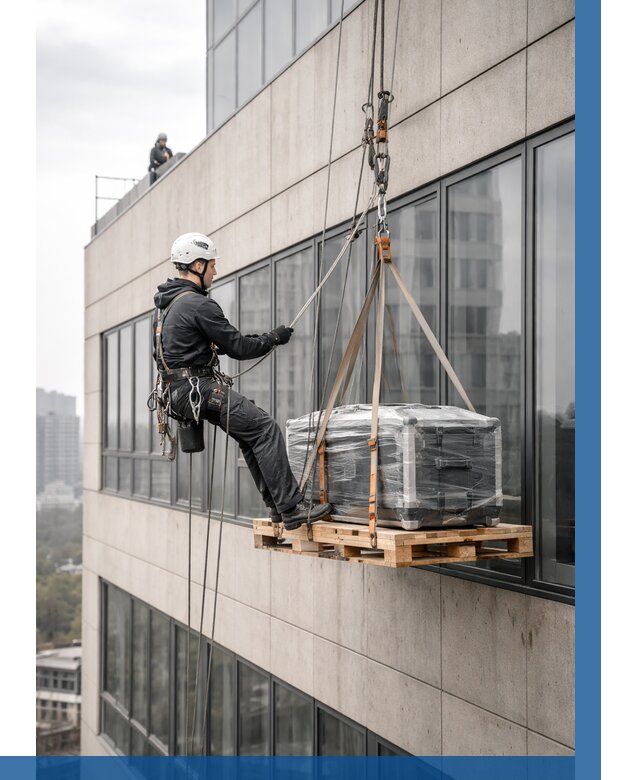 Спуск груза по фасаду в Рязани от 3594 р. | ВЫСОТНИК-Рзн