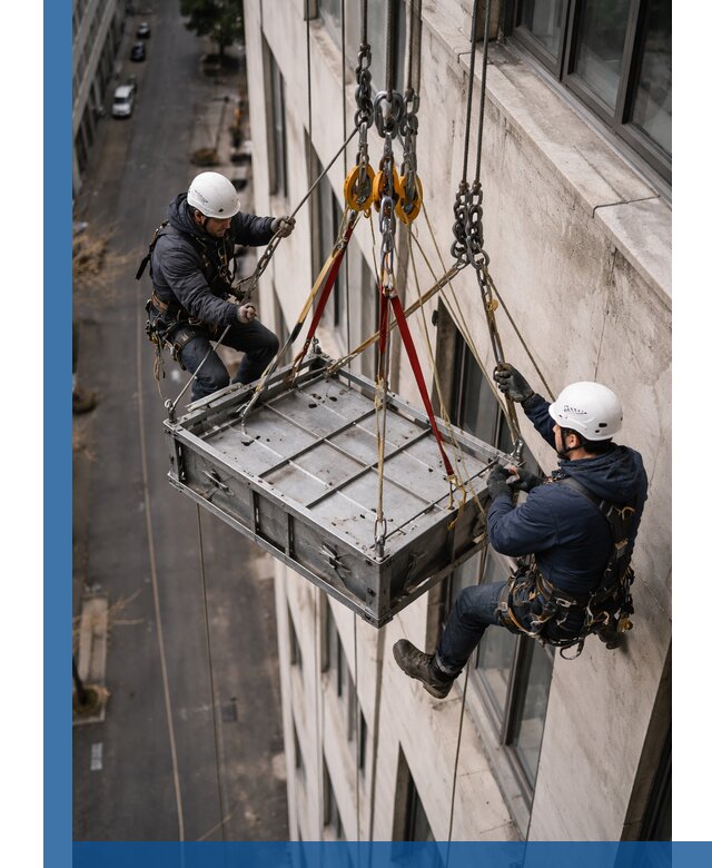 Спуск и подъем грузов по фасаду в Рязани для зданий