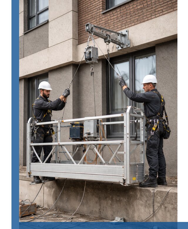 Монтаж и подъем фасадной люльки в Рязани с гарантией безопасности