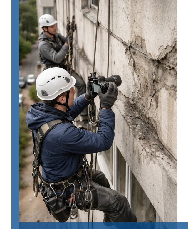 Фотофиксация дефектов фасада с высотной съемкой в Рязани