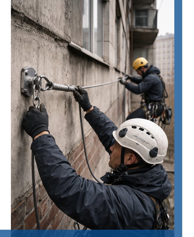 Монтаж анкерных линий в Рязани от 3080 р. | ВЫСОТНИК-Рзн
