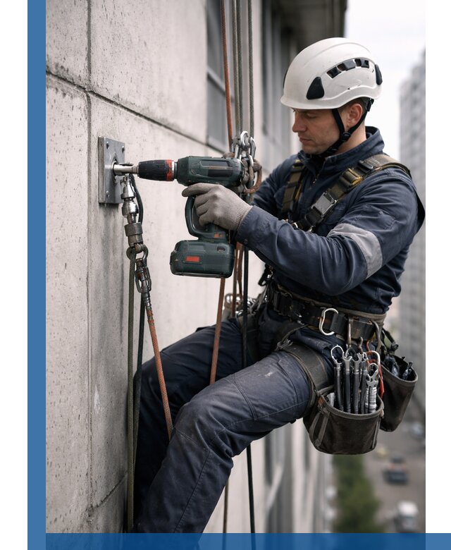 Установка анкерных точек для высотных работ в Рязани