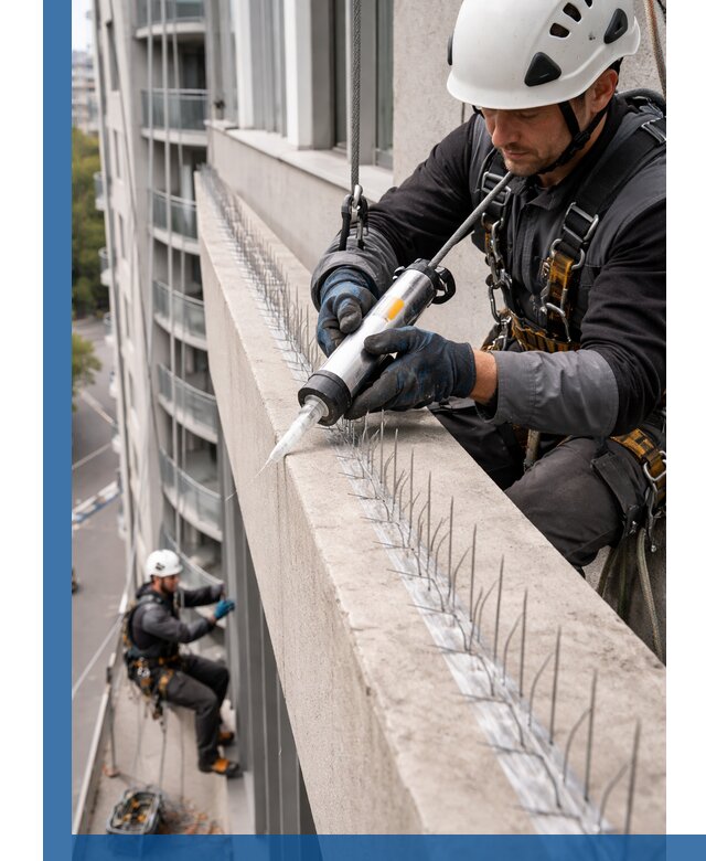 Установка шипов от птиц на фасадах и кровлях в Рязани